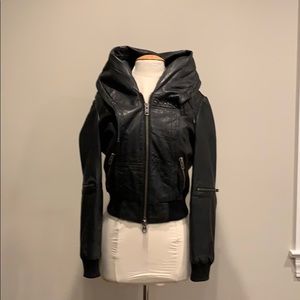 All Saints cobra black leather jacket.